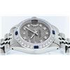 Image 3 : Rolex Ladies Stainless Steel Slate Grey Stamp Diamond & Sapphire Datejust Wristwatch