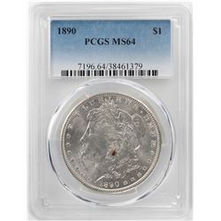 1890 $1 Morgan Silver Dollar Coin PCGS MS64