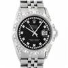 Image 1 : Rolex Mens Stainless Steel Black Diamond Lugs & Pyramid Bezel Datejust Wristwatch