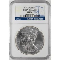 2014 $1 American Silver Eagle Coin NGC MS70 Early Releases