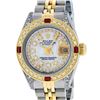 Image 5 : Rolex Ladies Two Tone 14K Mother Of Pearl Diamond & Ruby Datejust Wristwatch