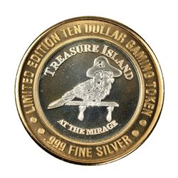 .999 Silver Treasure Island Las Vegas, Nevada $10 Casino Limited Edition Gaming Token