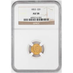 1853 $1 Liberty Head Gold Dollar Coin NGC AU58