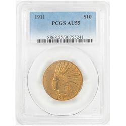 1911 $10 Liberty Head Eagle Gold Coin PCGS AU55