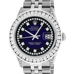Rolex Mens Stainless Steel Diamond Datejust Wristwatch With Watch Winder