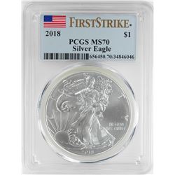 2018 $1 American Silver Eagle Coin PCGS MS70 First Strike