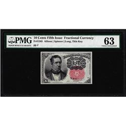 1874 10 Cent Fifth Issue Fractional Currency Note Fr.1265 PMG Choice Uncirculated 63