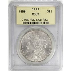 1890 $1 Morgan Silver Dollar Coin PCGS MS63 Old Green Holder