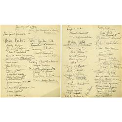 Clifton Webb Autographs (Lot #12) . A two-page l Clifton Webb Signed Guest Book Pages.