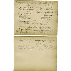 Clifton Webb Autographs. Two pages from the gues Clifton Webb Autographs.