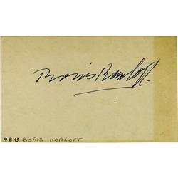 Boris Karloff Signed Notecard. A 3" x 5" noteca Boris Karloff Signed Notecard.