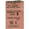 Image 1 : Roy Orbison/Beatles Concert Ticket. A used tick Roy Orbison/Beatles Concert Ticket.