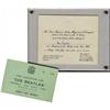 Image 1 : Beatles Town Hall Reception Ticket and Invitatio Beatles Town Hall Reception Ticket and Invitation, 