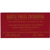 Image 1 : Beatles Press Credential. A press pass for the Beatles Press Credential.