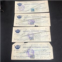 1930s MEDALTA POTTERIES SIGNED CHEQUES LOT