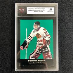 1991-92 PARKHURST #449 DOMINIK HASEK ROOKIE LEADER (10 GEM MINT)