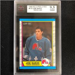 1989-90 O-PEE-CHEE #113 JOE SAKIC ROOKIE CARD (9.5 NGM)