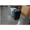Image 2 : 3 TIER GREY SHELF AND BLACK CABINET W/ GLASS DOOR