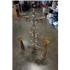 Image 2 : CAST IRON 3 FOOT 2 INCH CANDLE STAND AND 2 METAL CANDLE STANDS