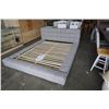 Image 8 : NEW HOME ELEGANCE QUEEN SIZE MODERN FABRIC PLATFORM BEDFRAME, RETAIL $1499