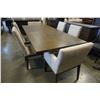 Image 2 : NEW HOME ELEGANCE MODERN SOLID DINING TABLE WITH METAL BASE, AND 4 UPHOLSTERED CHAIRS, AND 2 TUB STY