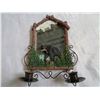 Image 2 : DECORATIVE MIRRORED WALL PLAQUE W/ CANDLE HOLDERS BEAR THEMED