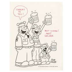 Mort Walker Signed Beetle Bailey Fan Card.