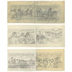 Set of (6) Original Alley Oop Comic Strip Panels.