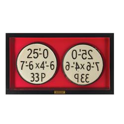 Pair of Titanic Life Boat Capacity Plaque Props.