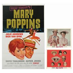Mary Poppins Poster and Pair of Lobby Cards.