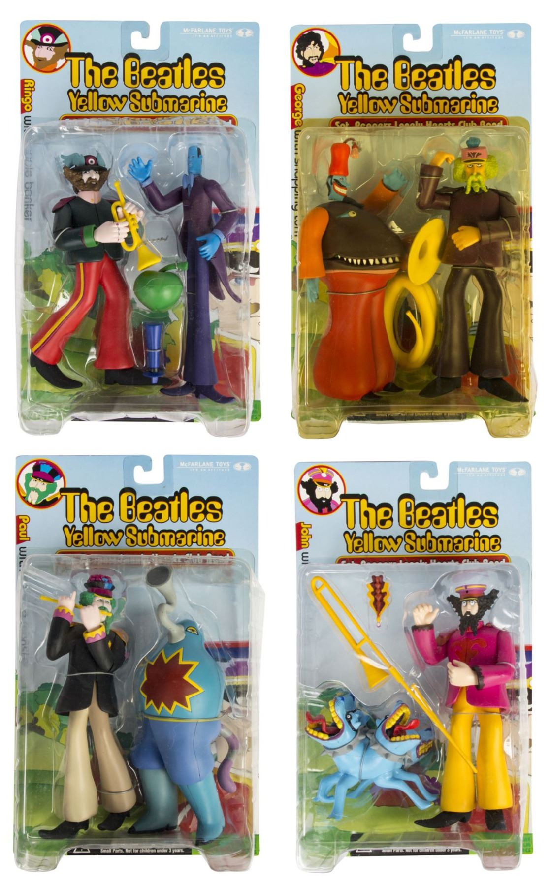 Collection of (4) The Beatles Yellow Submarine Figures. Van Eaton