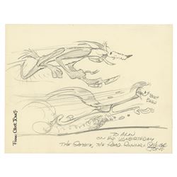 Chuck Jones Roadrunner & Wiley E. Coyote Drawing.