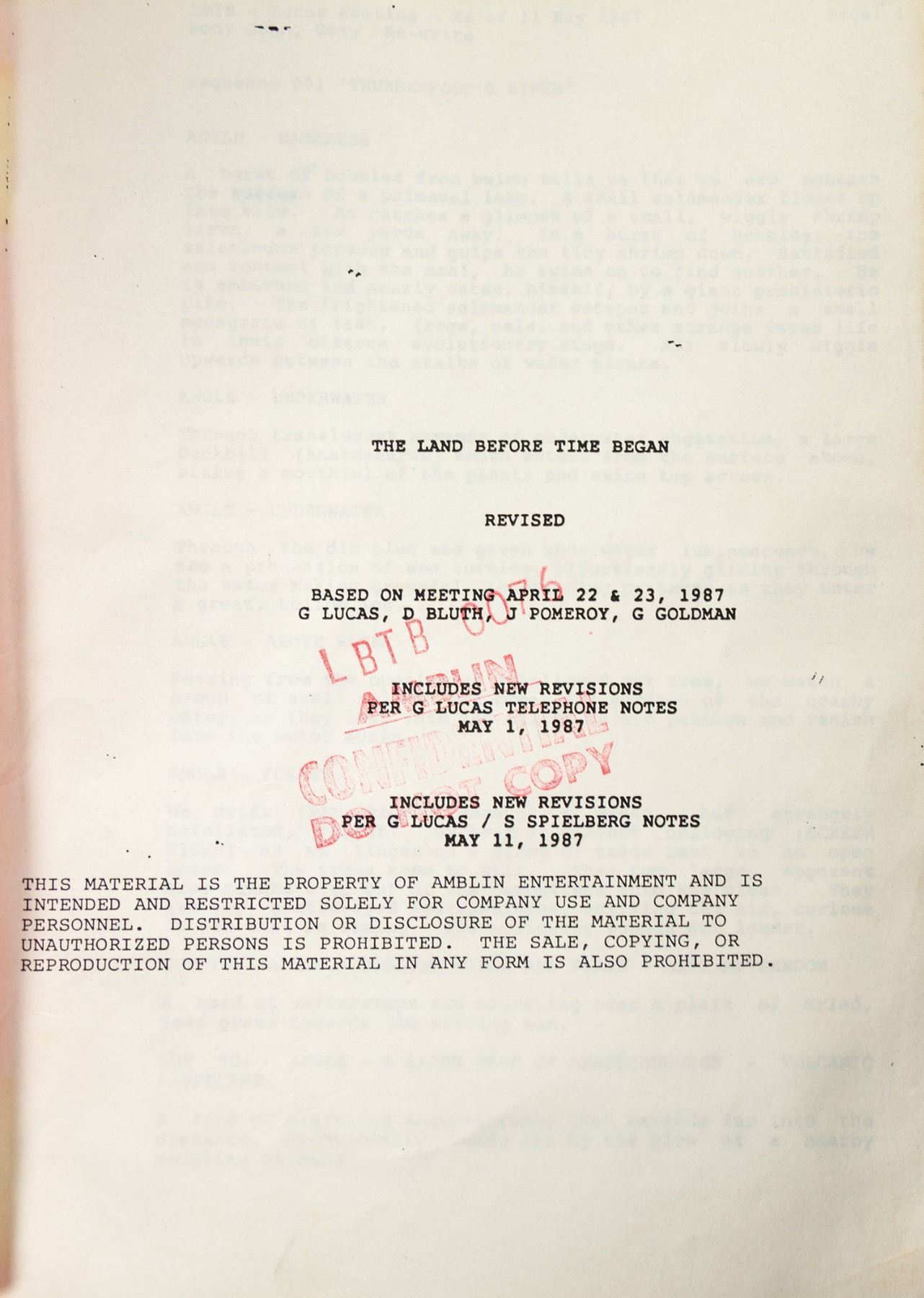 The Land Before Time Script.