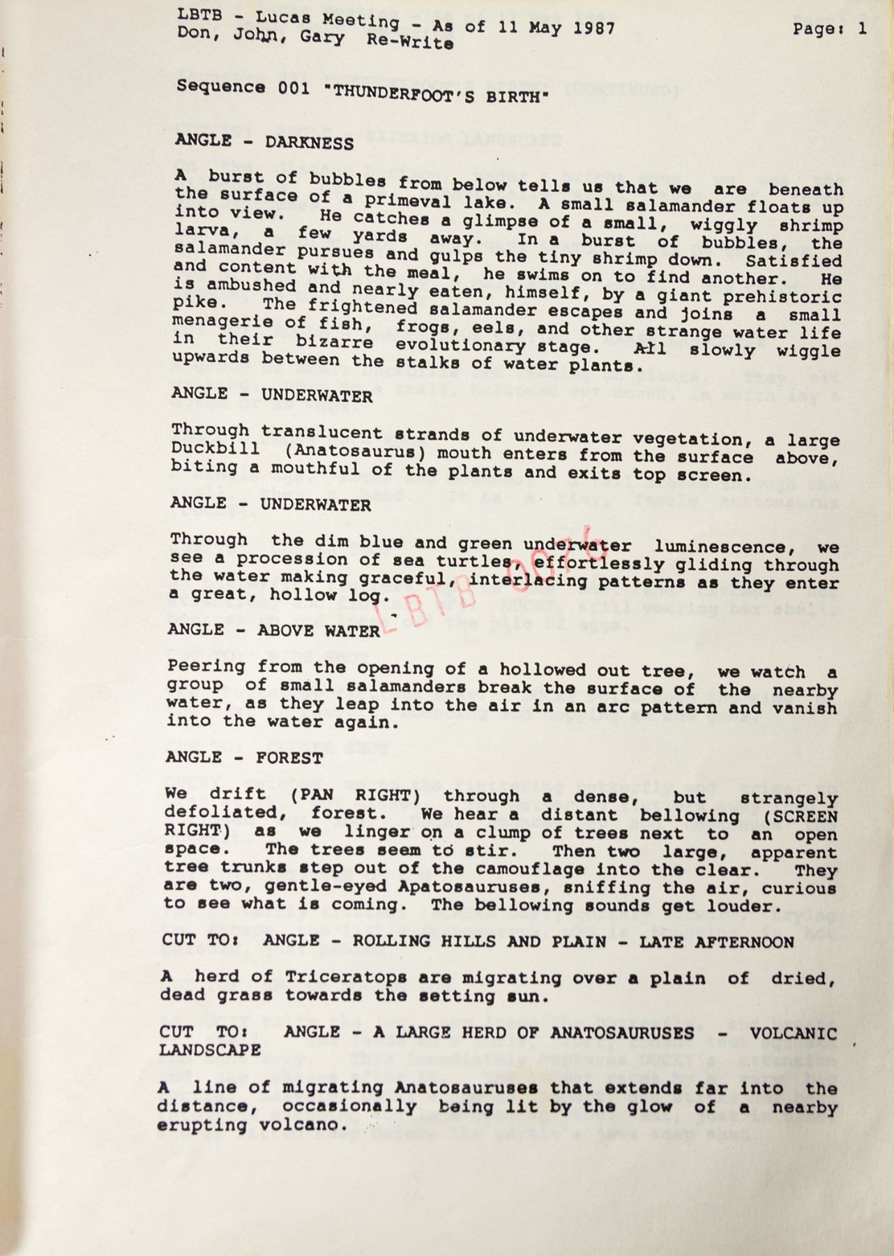 The Land Before Time Script.