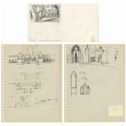 Set of (3) Shrek 2 Production Drawings.