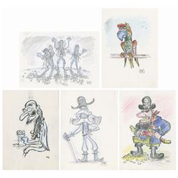 Set of (5) The Pirates! Concept Drawings.