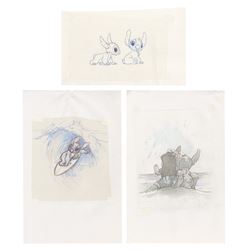 Collection of (3) Lilo and Stitch Promotional Drawings.