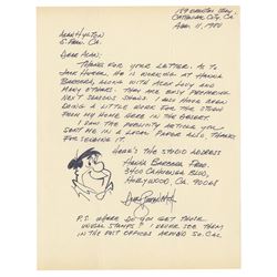 Fred Flintstone Drawing & Letter by Dick Bickenbach.