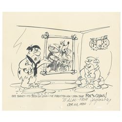 The Flintstones Drawing Signed By Jay Sarbry.