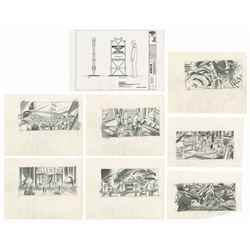 Set of (7) Aliens 3D Storyboards and Graphics Packet.