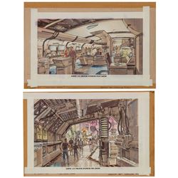 Pair of Aliens Pre-Show and Post-Show Interior Art.