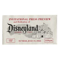 Disneyland Opening Day Press Preview Ticket.