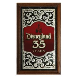 Disneyland 35th Anniversary Glass Sign.
