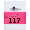 Image 2 : Amethyst & Diamond Sterling Silver Solitaire Ring