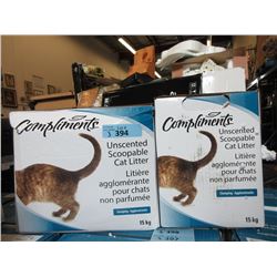 Three 15kg Boxes of Unscented Scoopable Cat Litter