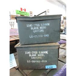 2 Military Surplus Metal Ammo Boxes -6" x 7" x 12"