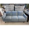 Image 1 : 82" Blue Fabric Upholstered Sofa