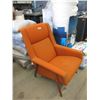 Image 1 : Mid Century Modern Orange Fabric Upholstered Chair