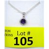 Image 1 : Amethyst & Diamond Sterling Silver Pendant