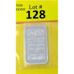 1 Oz. Johnson Matthey .999 Fine Silver Bar